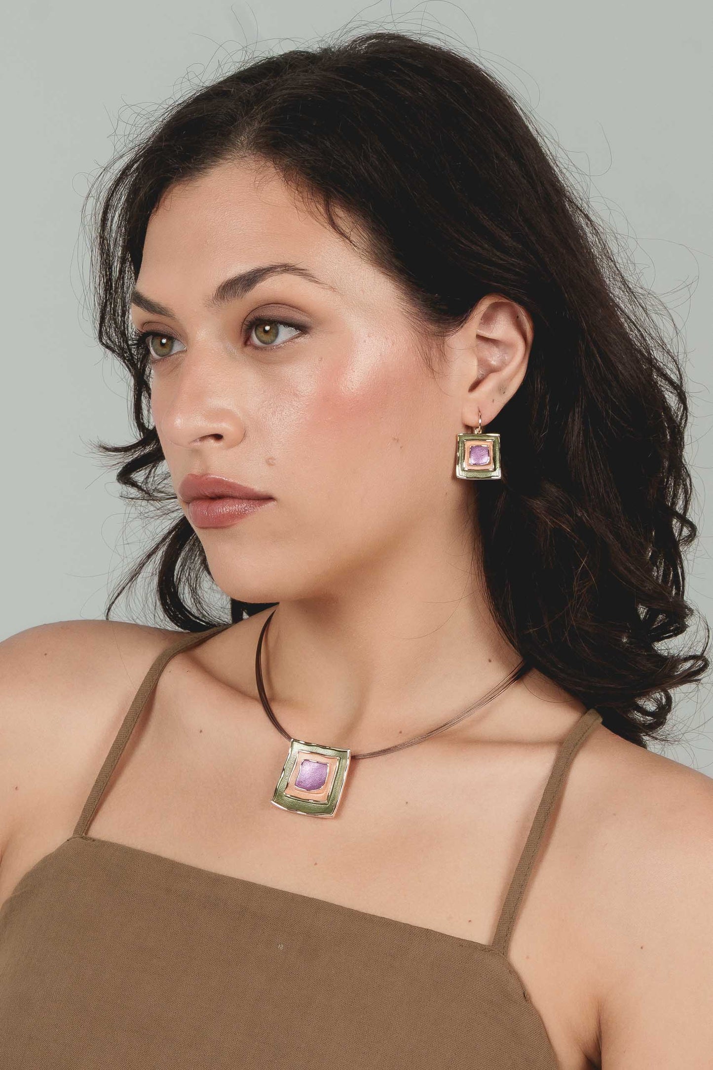 Cercei pătrați pictați manual