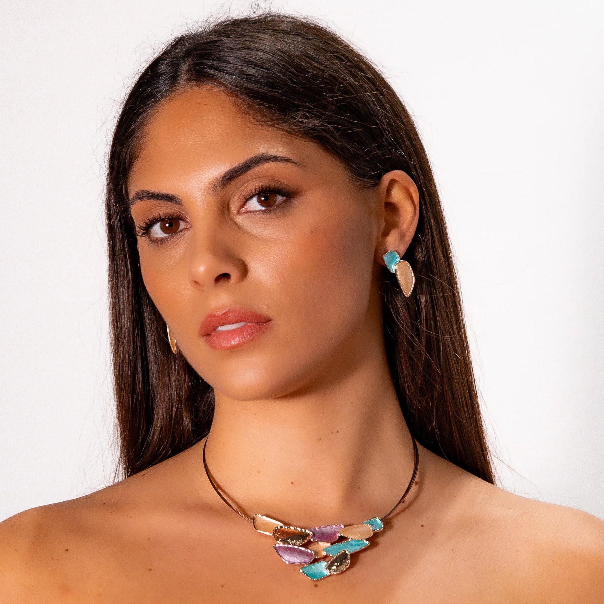 cercei zama cu finisaj placat cu aur roz