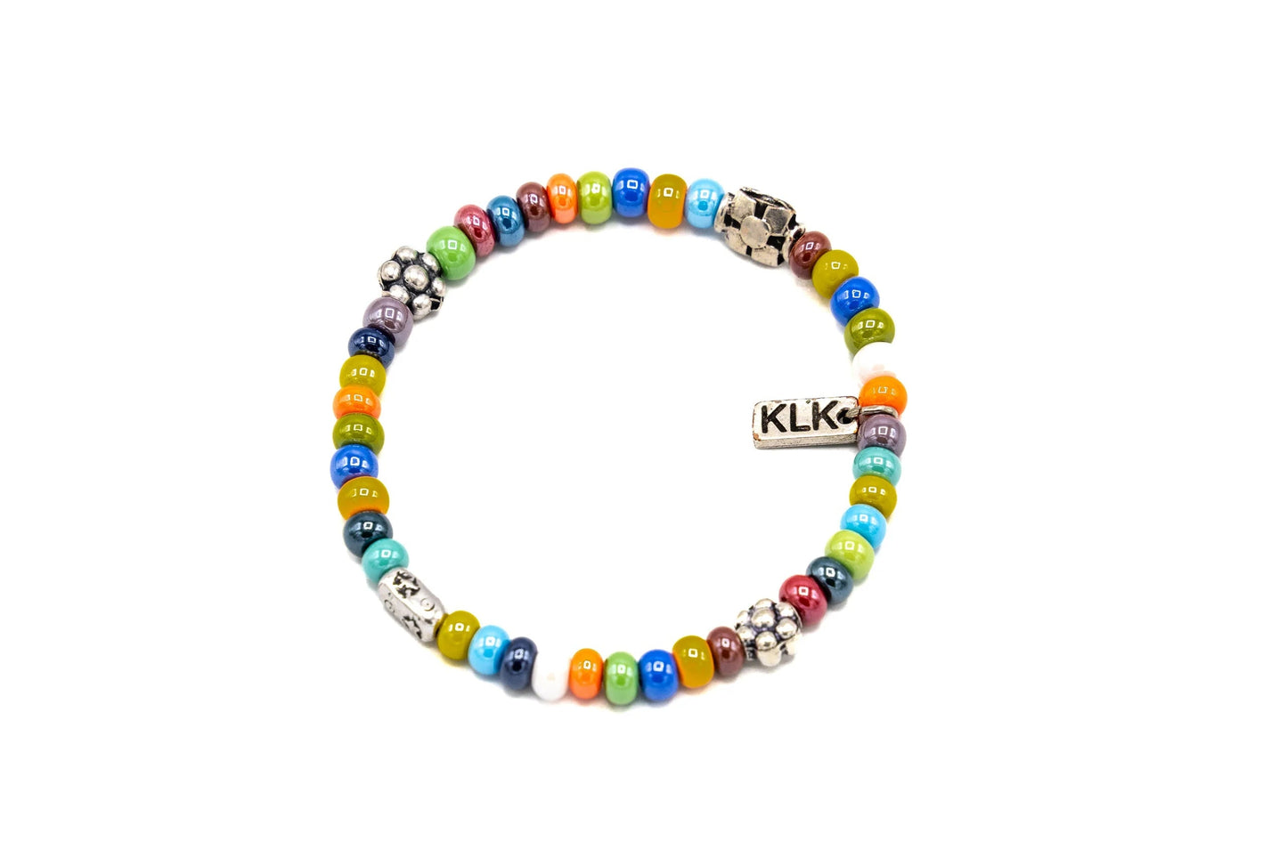 Bratara din sticla colorata cu floare KLK Romania