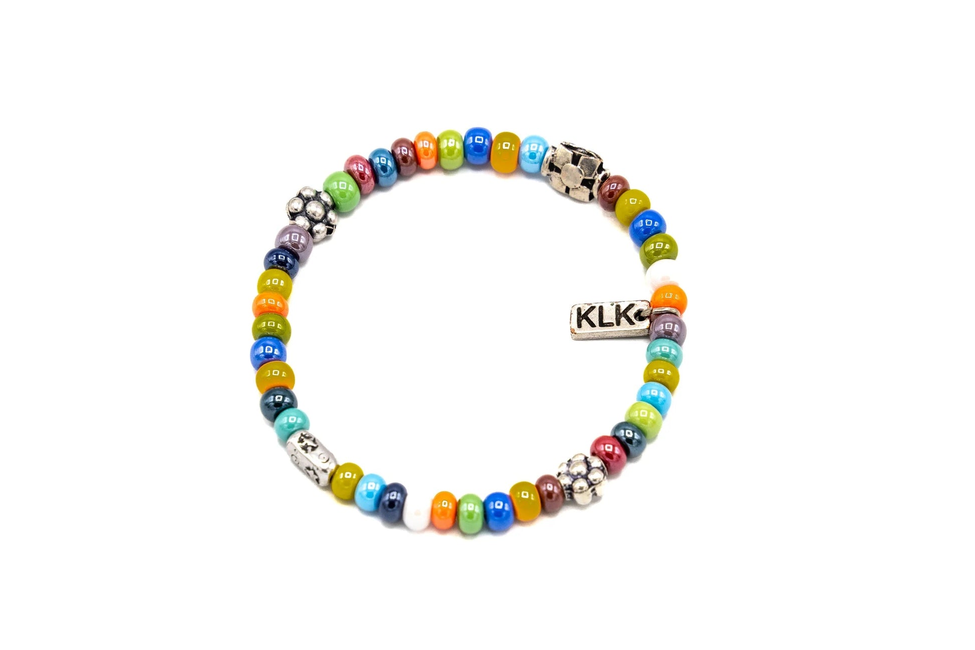 Bratara din sticla colorata cu floare KLK Romania