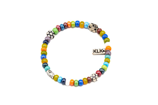 Bratara din sticla colorata cu floare KLK Romania