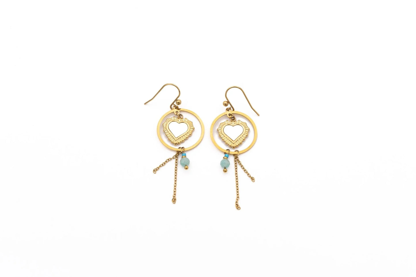 Cercei cu pietre inimă din sidef